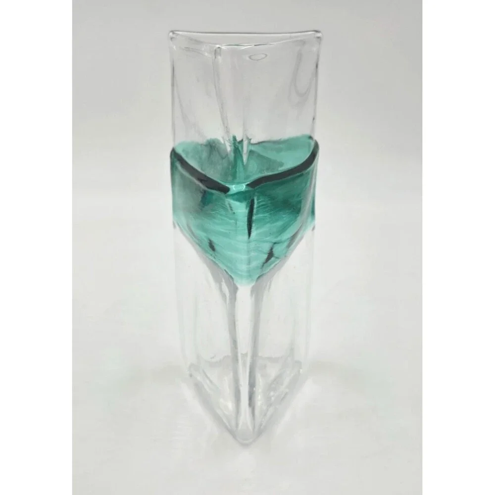 Murano Colorful Glass Vase Signed Carlo Nason Handblown Triangle Shape 1990s